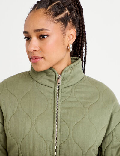 Veste matelass&eacute;e zipp&eacute;e vert kaki femme