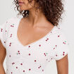 Robe courte évasée col v manches courtes blanc femme