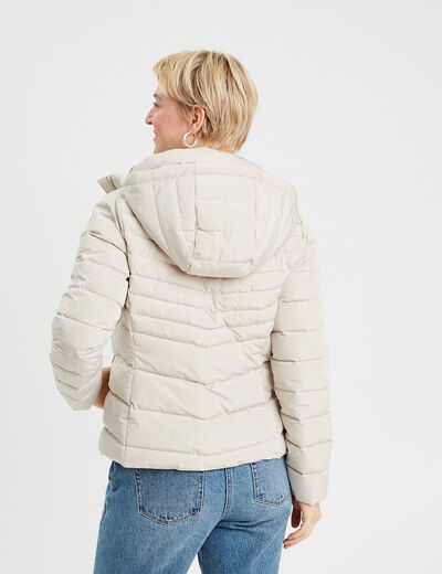 Doudoune ajustée à capuche blanc femme