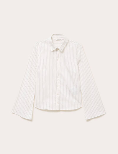 Chemise cintr&eacute;e manches longues blanc femme