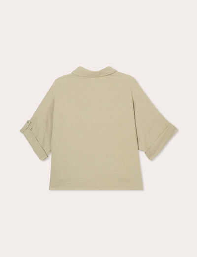 Chemise manches 3/4 vert kaki femme