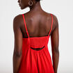 Robe longue &eacute;vas&eacute;e col v cr&ecirc;pe rouge femme