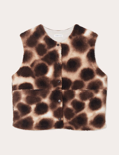 Gilet sans manches effet polaire marron femme