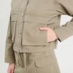 Veste droite col montant vert kaki femme