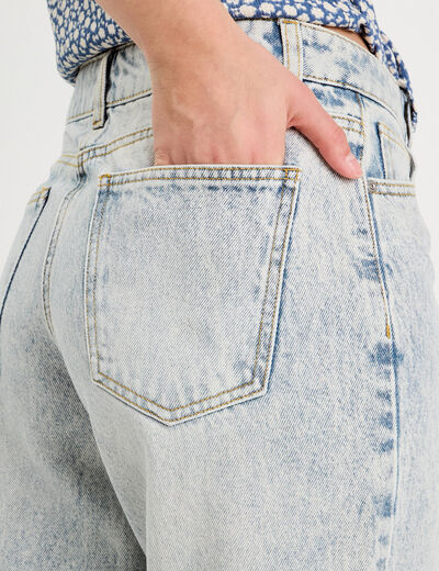 Bermuda large en jean denim bleach femme
