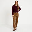 Pantalon barrel ceinture amovible taupe femme