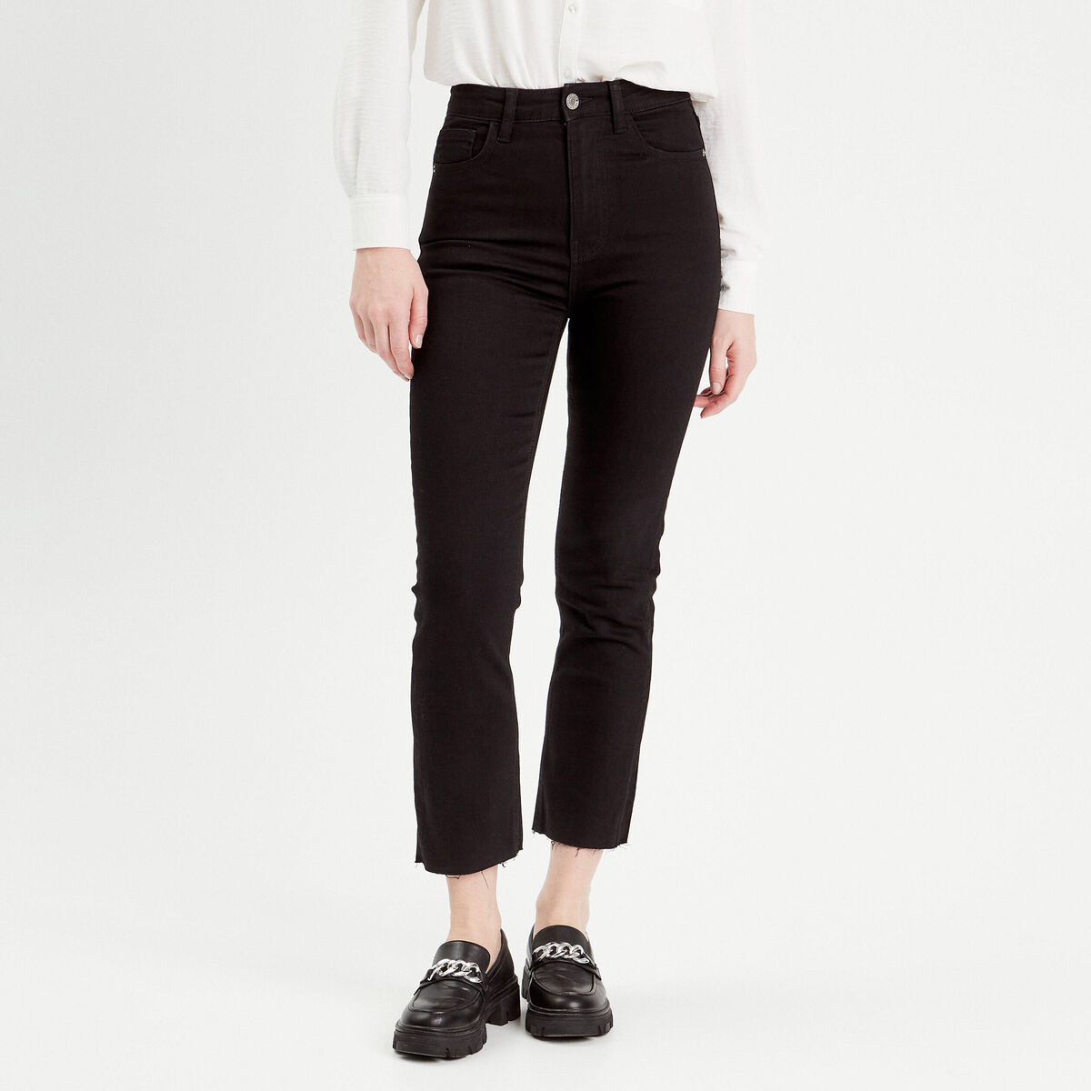 Jeans flare 7/8ème denim noir femme