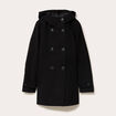 Manteau ajust&eacute; 3/4 &agrave; capuche noir femme