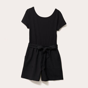Combishort ceinturée noir femme