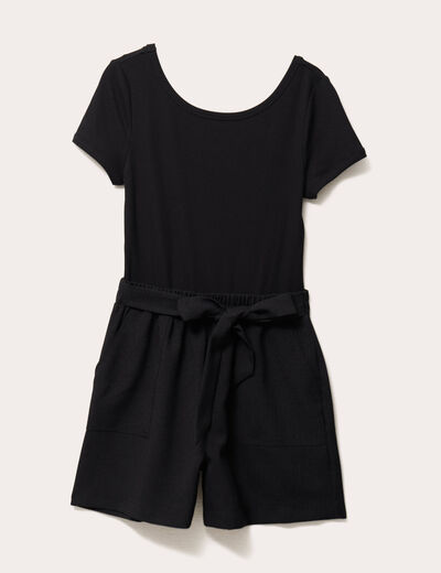 Combishort ceinturée noir femme