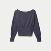 Pull col bateau manches longues bleu marine femme