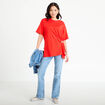 T-shirt &agrave; fronces avec bijou rouge femme