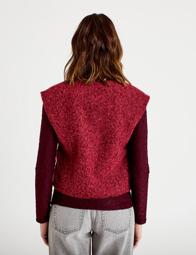Gilet sans manches effet polaire rouge fonc&eacute; femme