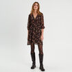 Robe évasée manches 3/4 noir femme