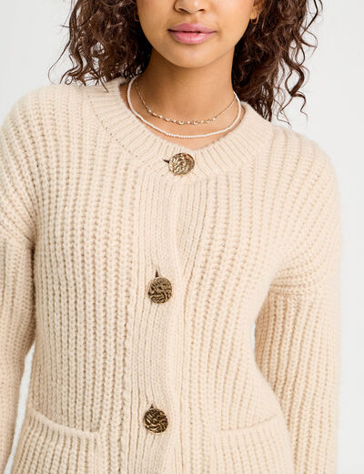 Gilet manches longues sable femme