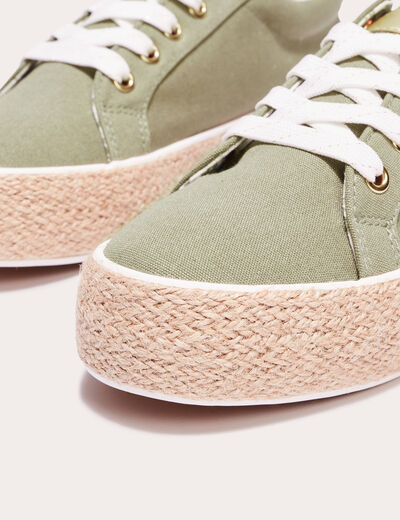 Espadrilles plates vert kaki femme
