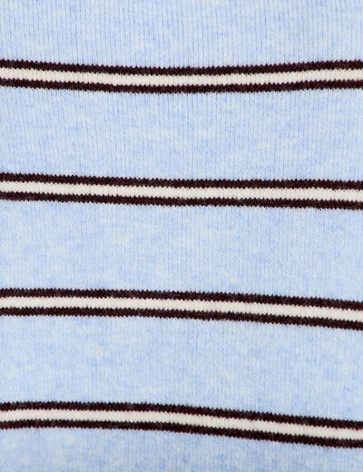 Polo manches longues col chemise bleu ciel femme