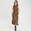 Robe longue ajustée couleur or femme