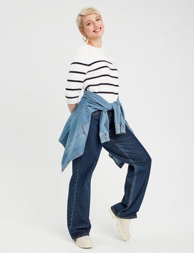 Pull manches 3/4 bleu marine femme