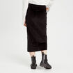 Jupe midi droite velours noir femme