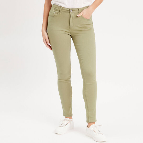 jeans slim 5 poches vert kaki femme Jeans slim 5 poches vert kaki femme