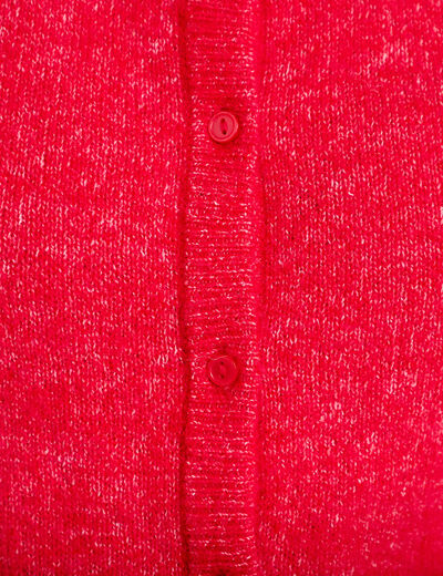 Gilet duveteux manches 3/4 rouge femme
