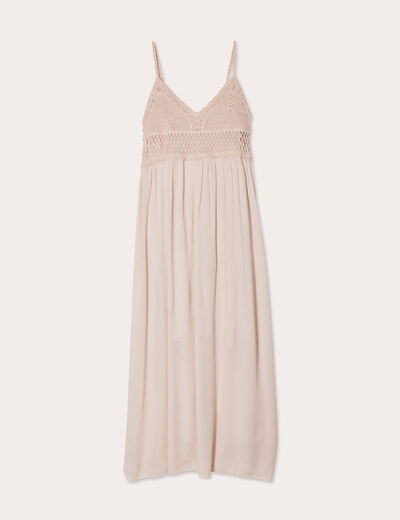 Robe longue buste macramé sable femme