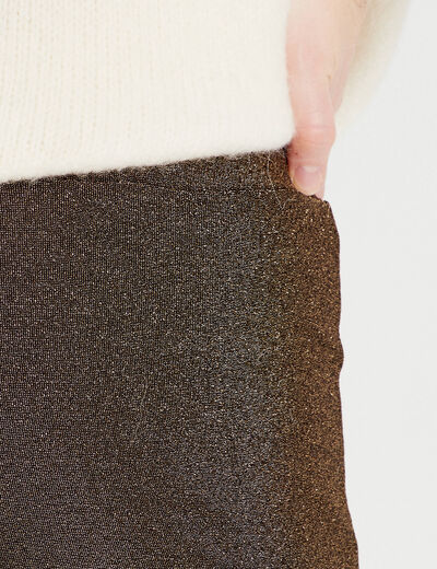 Pantalon large fils métallisés couleur or femme