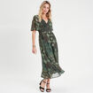 Robe longue évasée noir femme