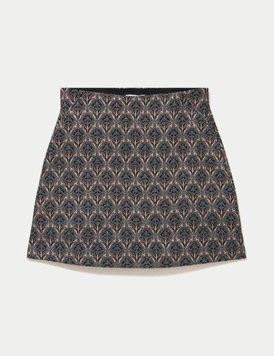 Jupe-short trap&egrave;ze courte stretch gris femme