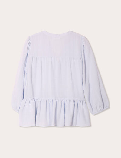 Blouse manches 3/4 bleu ciel femme