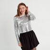 T-shirt avec sequins gris argent femme