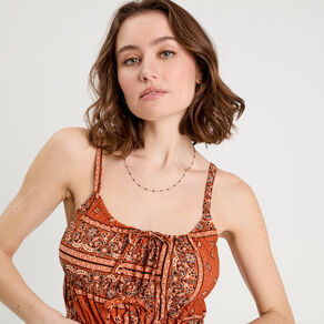 Débardeur bretelles fines terracotta femme