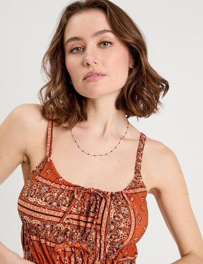 Débardeur bretelles fines terracotta femme