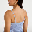 Robe longue &eacute;vas&eacute;e &agrave; fines bretelles blanc femme