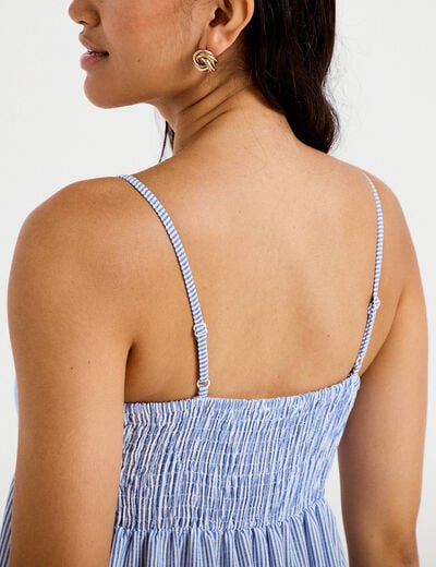 Robe longue &eacute;vas&eacute;e &agrave; fines bretelles blanc femme