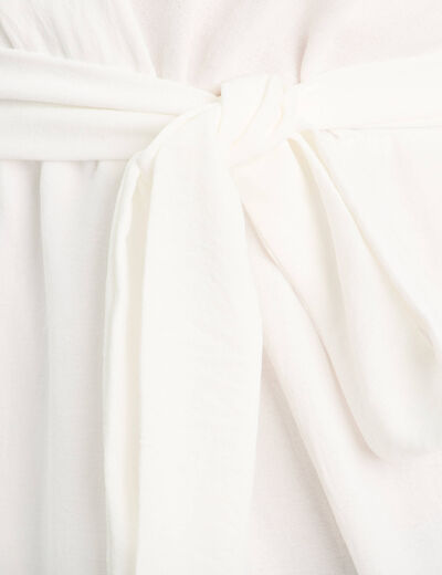 Robe longue évasée cache-coeur ecru femme