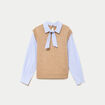 Pull fin 2-en-1 manches longues beige femme