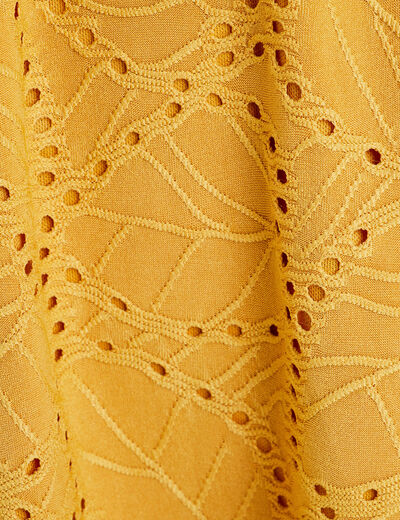 Robe évasée détail noeud jaune moutarde femme
