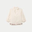 Blouse broderie col v manches 3/4 ecru femme