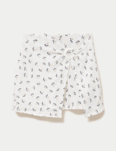 Jupe-short &eacute;vas&eacute;e en maille blanc femme