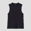 Débardeur gaufré col montant noir femme