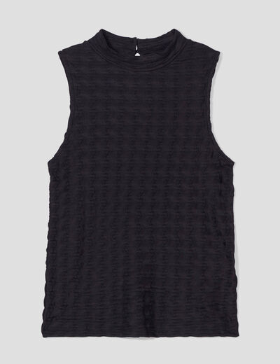 D&eacute;bardeur gaufr&eacute; col montant noir femme
