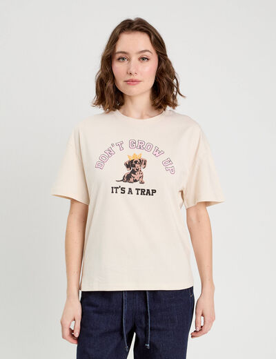 T-shirt manches courtes ecru femme