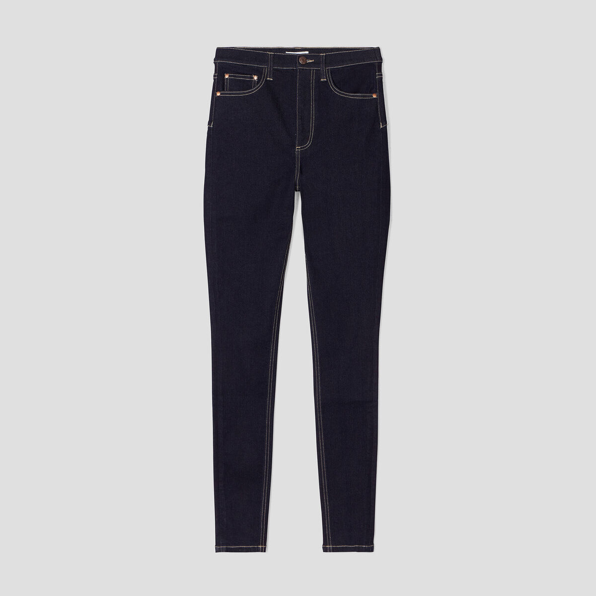 Jeans skinny taille élastiquée denim brut femme