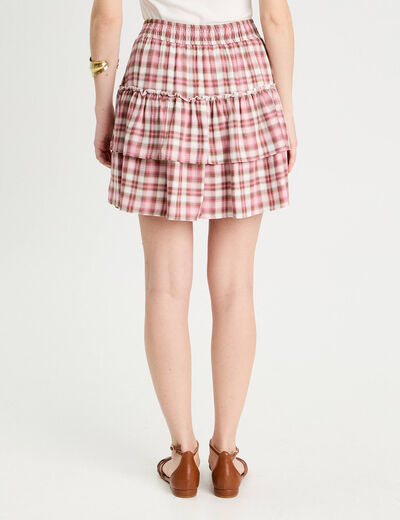 Jupe évasée volants rose femme