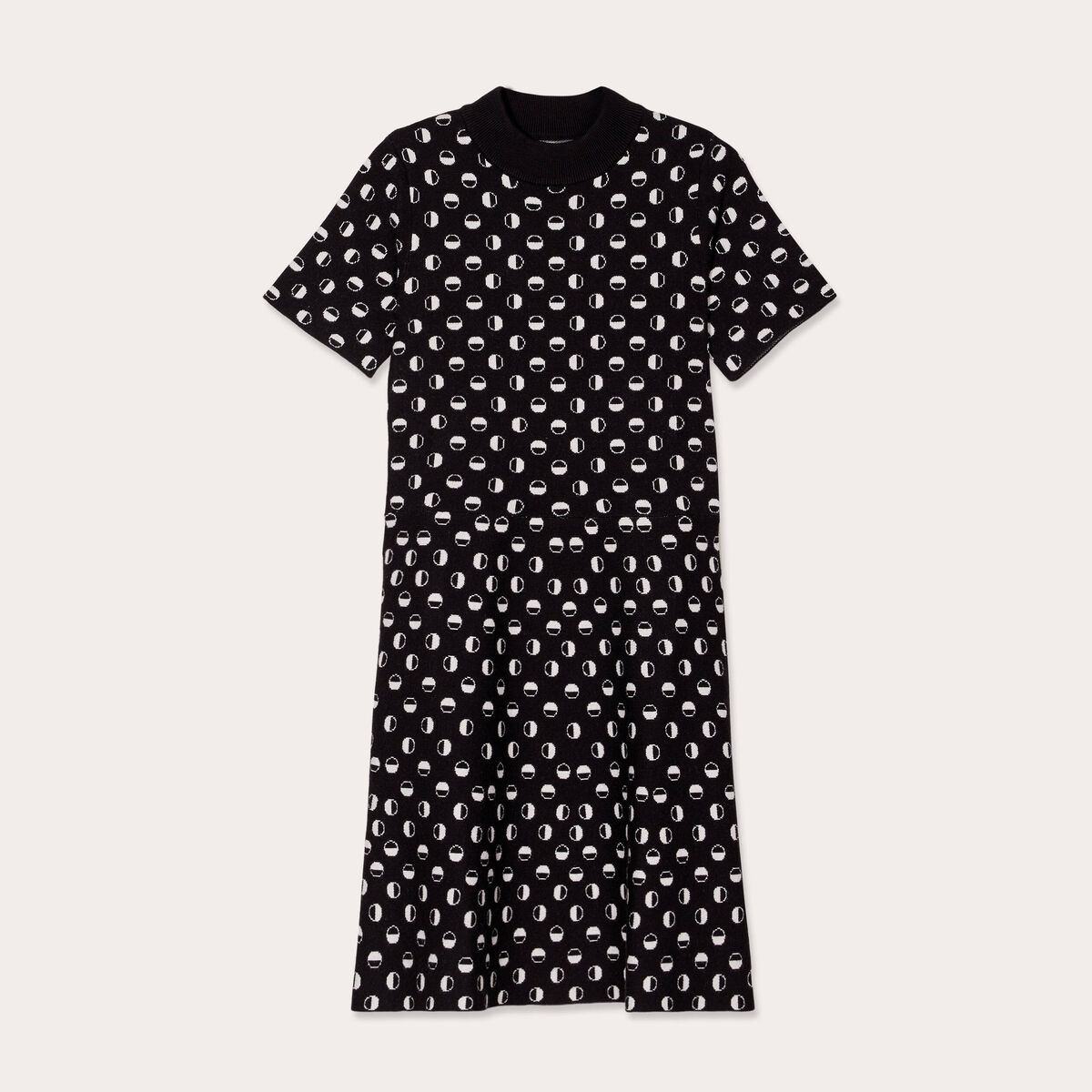 Robe pull manches courtes noir femme