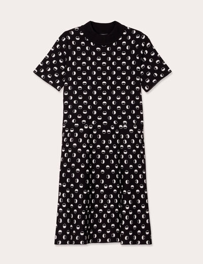Robe pull manches courtes noir femme