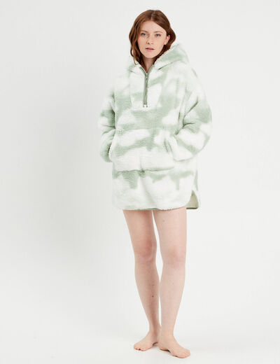 Sweat de pyjama effet polaire vert pastel femme