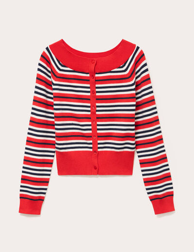 Gilet col bateau rouge femme